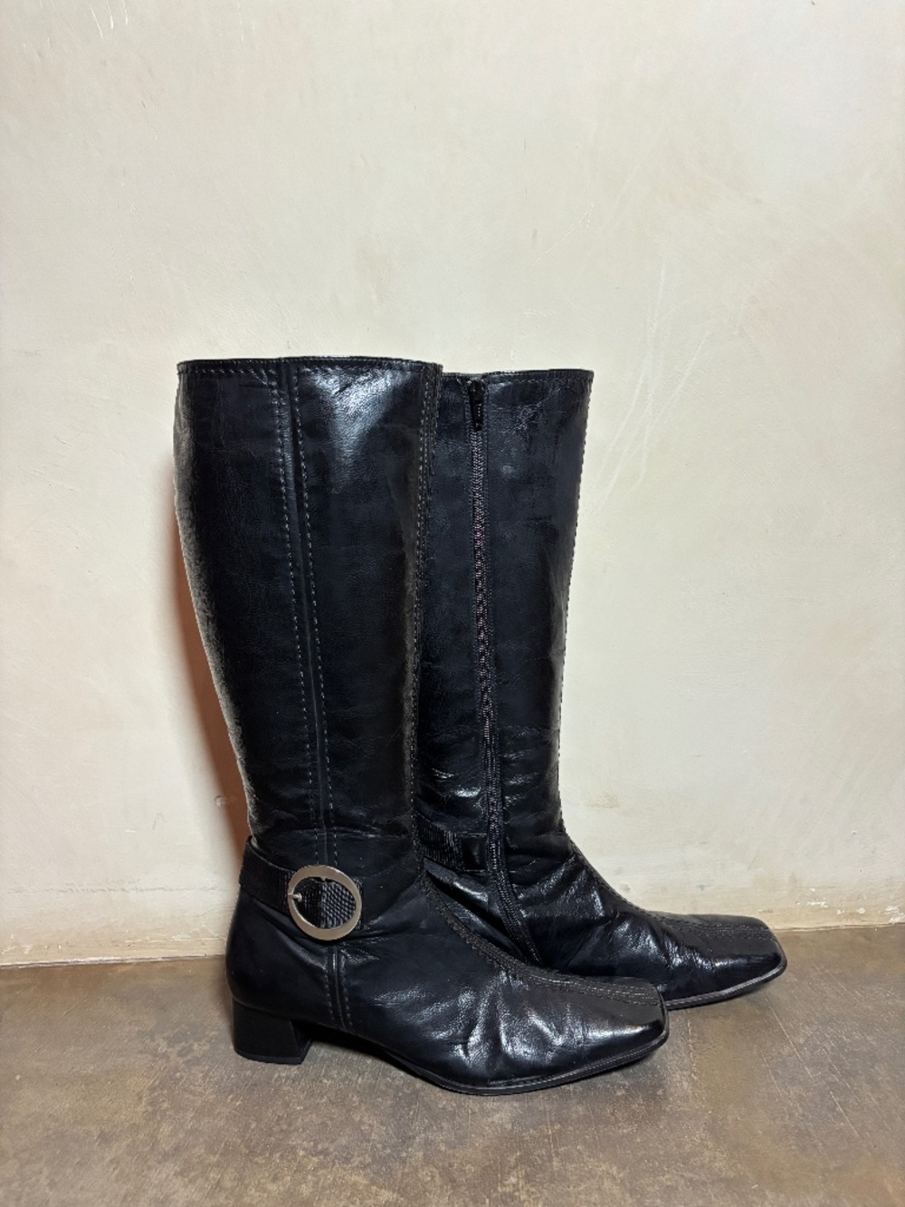 PAUL GREEN Black Leather High Boots